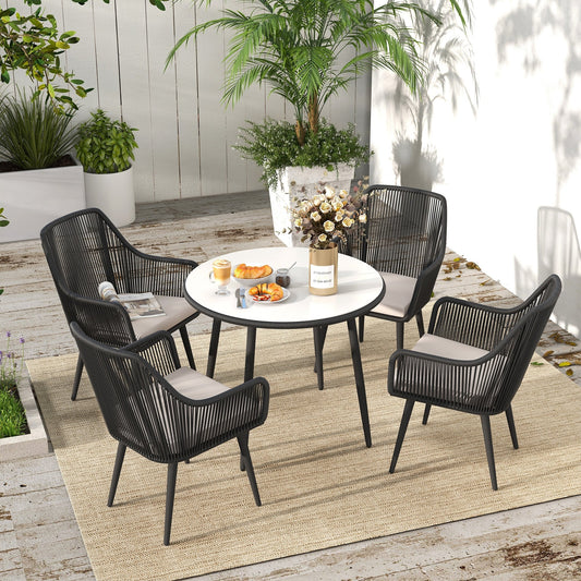 Set da pranzo in vimini per patio esterno da 5 pezzi