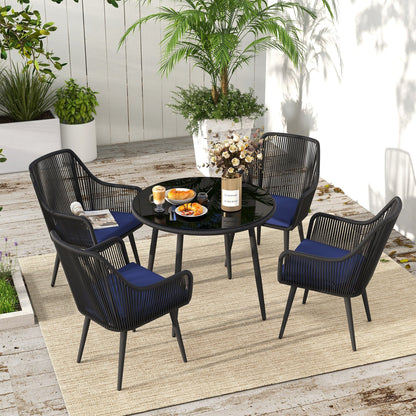Set da pranzo in vimini per patio esterno da 5 pezzi