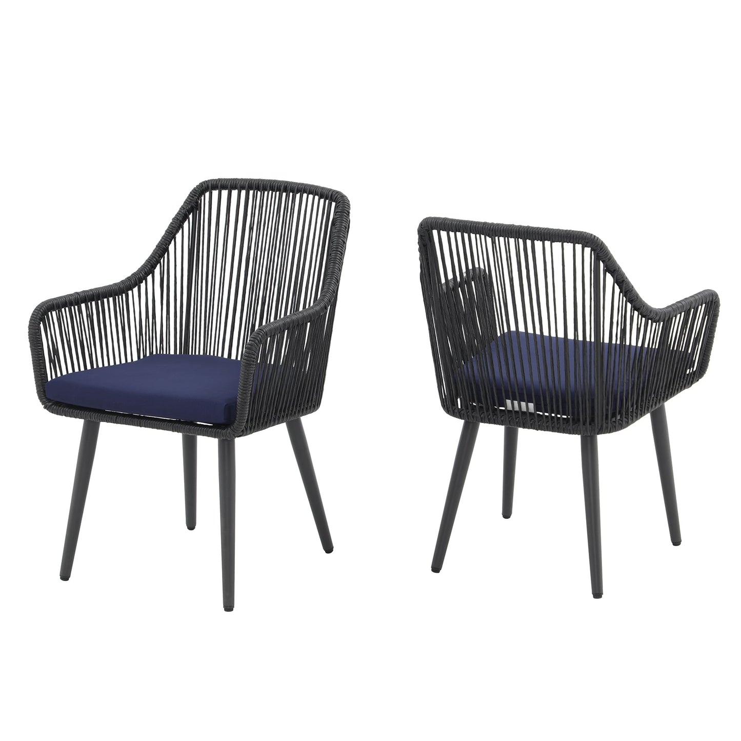 Set da pranzo in vimini per patio esterno da 5 pezzi