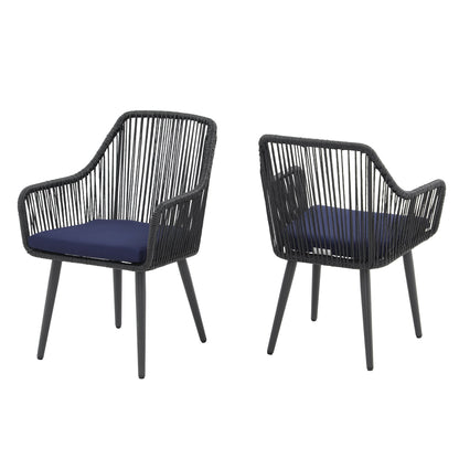 Set da pranzo in vimini per patio esterno da 5 pezzi