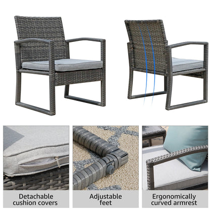 Set da giardino in vimini da 5 pezzi con poltrone, pouf e tavolino laterale