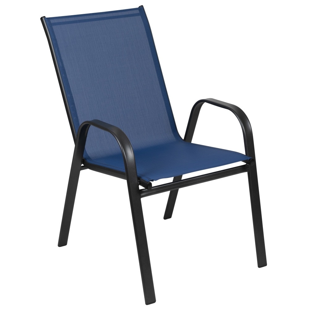 Set da pranzo da giardino da 5 pezzi: tavolo in vetro, 4 sedie impilabili flessibili