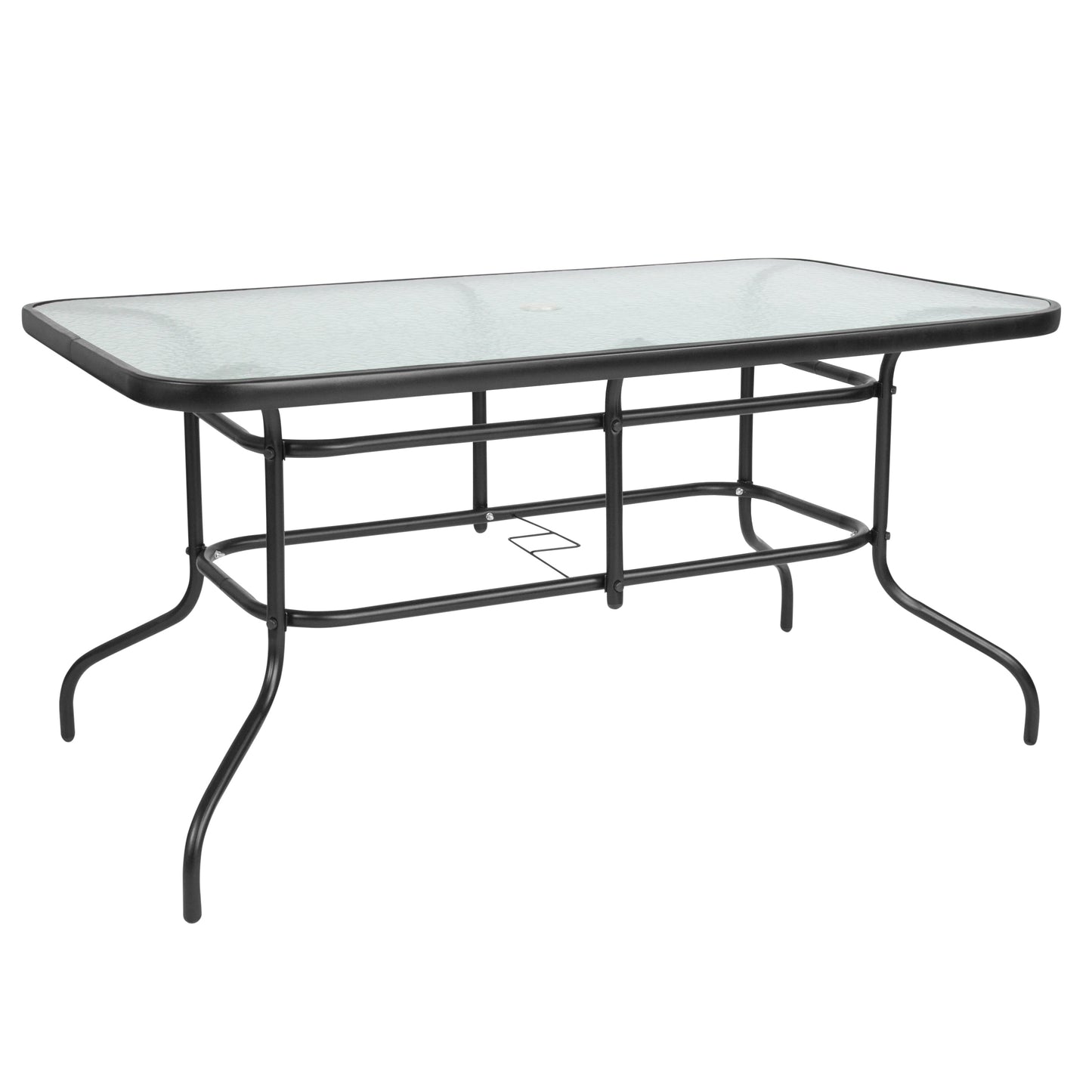 Set da pranzo da giardino da 5 pezzi: tavolo in vetro, 4 sedie impilabili flessibili