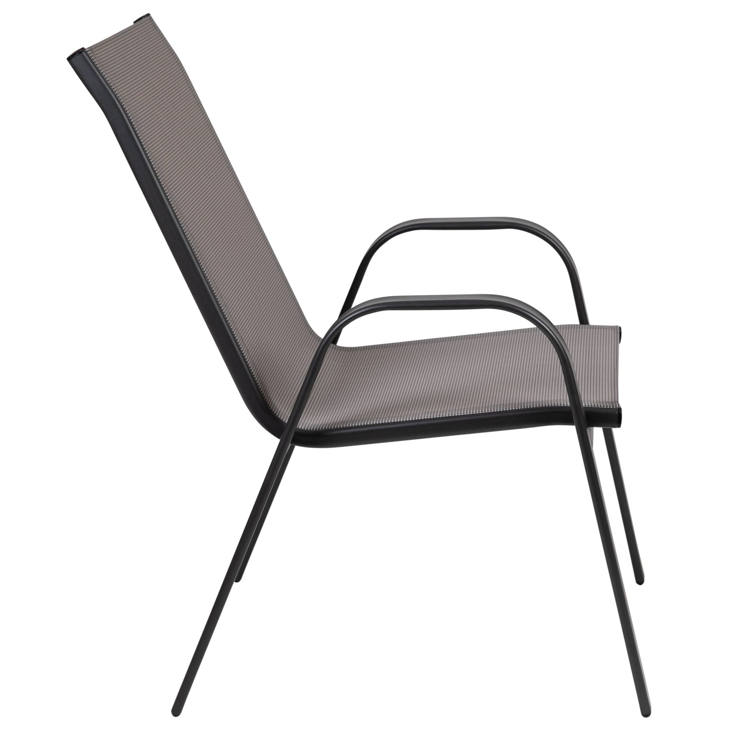 Set da pranzo da giardino da 5 pezzi: tavolo in vetro, 4 sedie impilabili flessibili