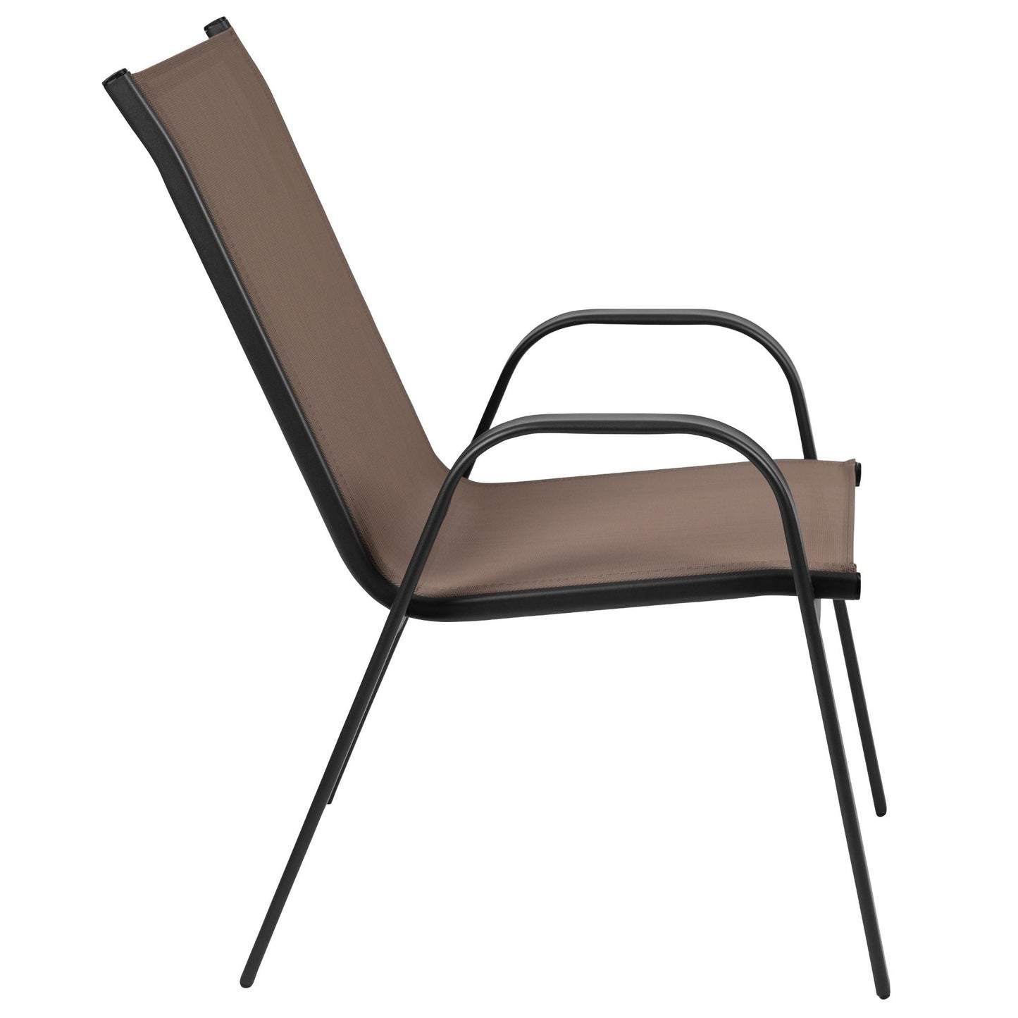 Set da pranzo da giardino da 5 pezzi: tavolo in vetro, 4 sedie impilabili flessibili