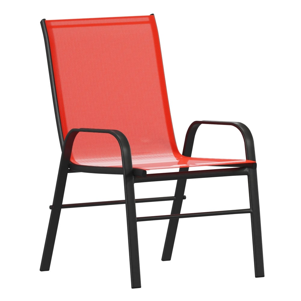 Set da pranzo da giardino da 5 pezzi: tavolo in vetro, 4 sedie impilabili flessibili