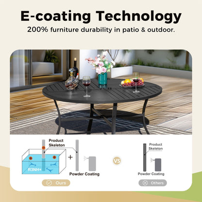 Set da pranzo da giardino da 5 pezzi con 4 sedie girevoli in rattan e 1 tavolo con struttura in metallo - N/D
