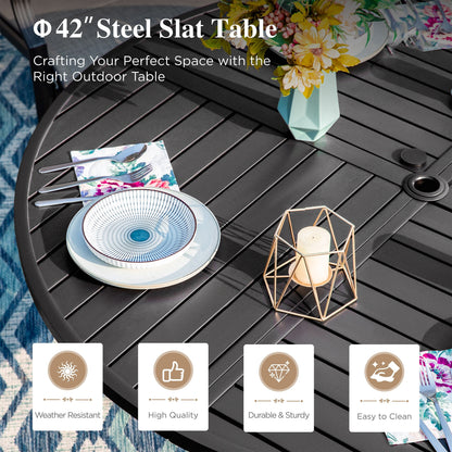 Set da pranzo da giardino da 5 pezzi con 4 sedie girevoli in rattan e 1 tavolo con struttura in metallo - N/D