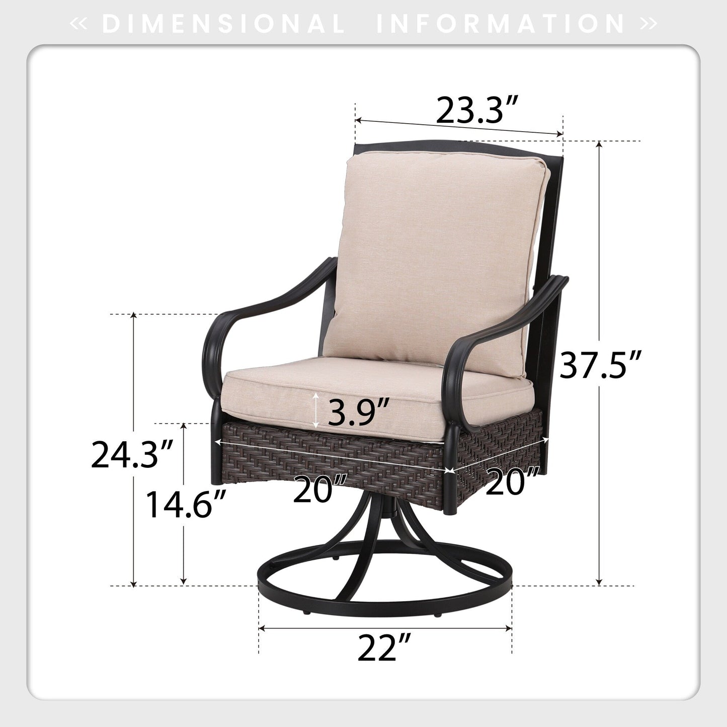 Set da pranzo da giardino da 5 pezzi con 4 sedie girevoli in rattan e 1 tavolo con struttura in metallo - N/D