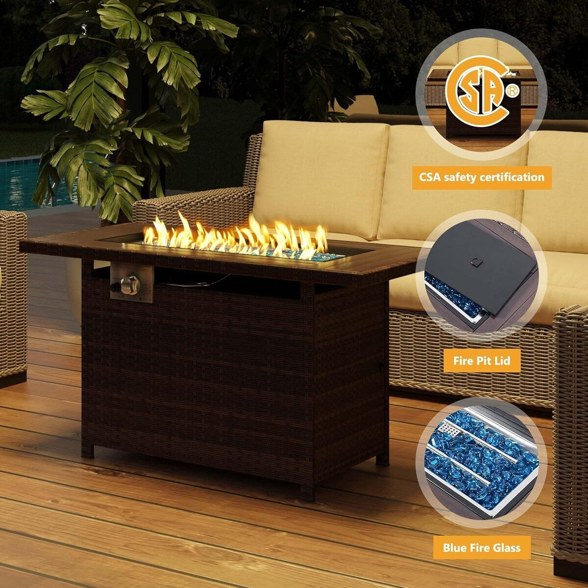 Set di mobili da giardino in alluminio da 5 pezzi con tavolo da fuoco da 40 cm
