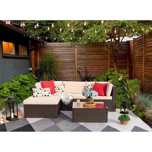 Set di mobili da giardino da 5 pezzi, divano componibile da esterno, mobili da esterno