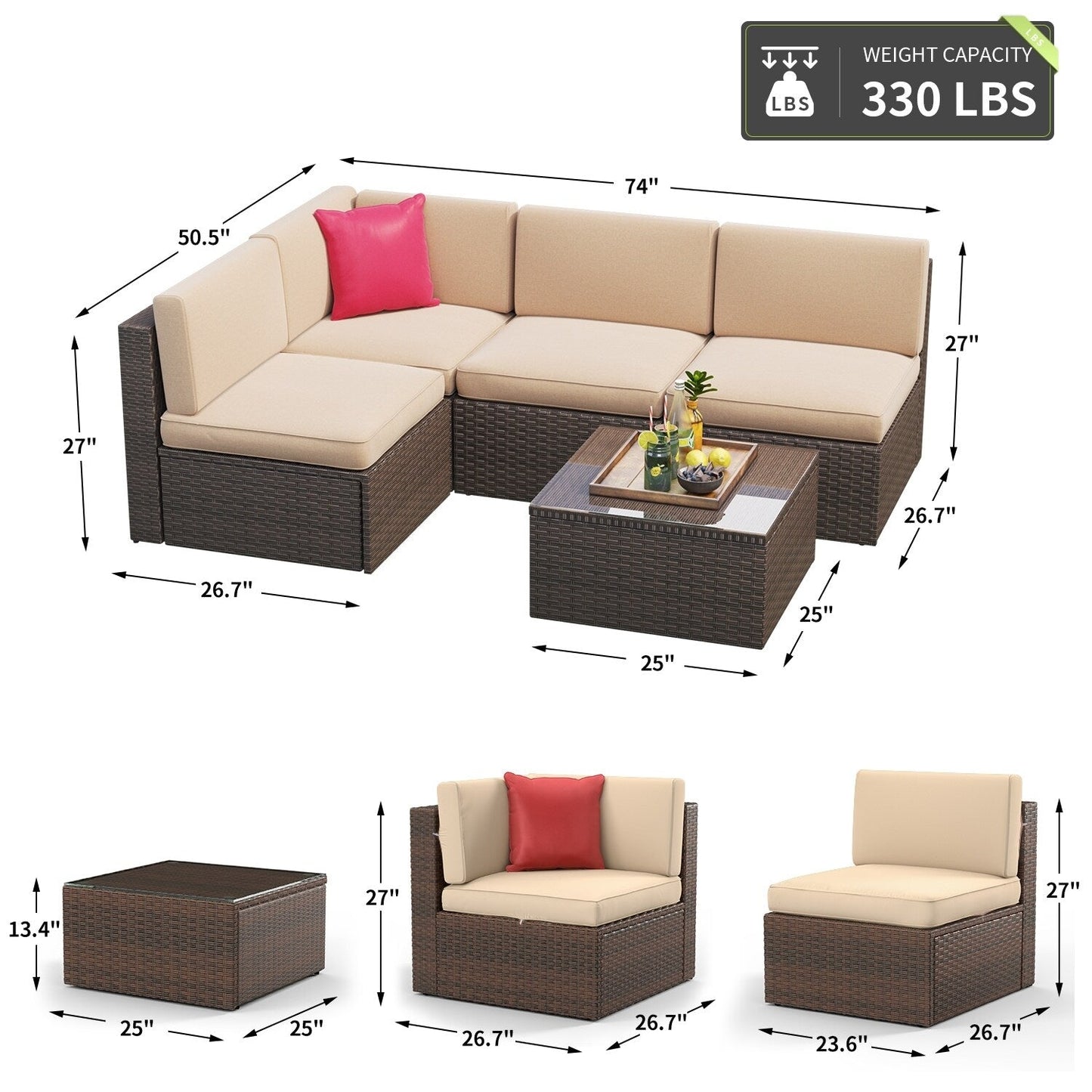 Set di mobili da giardino da 5 pezzi