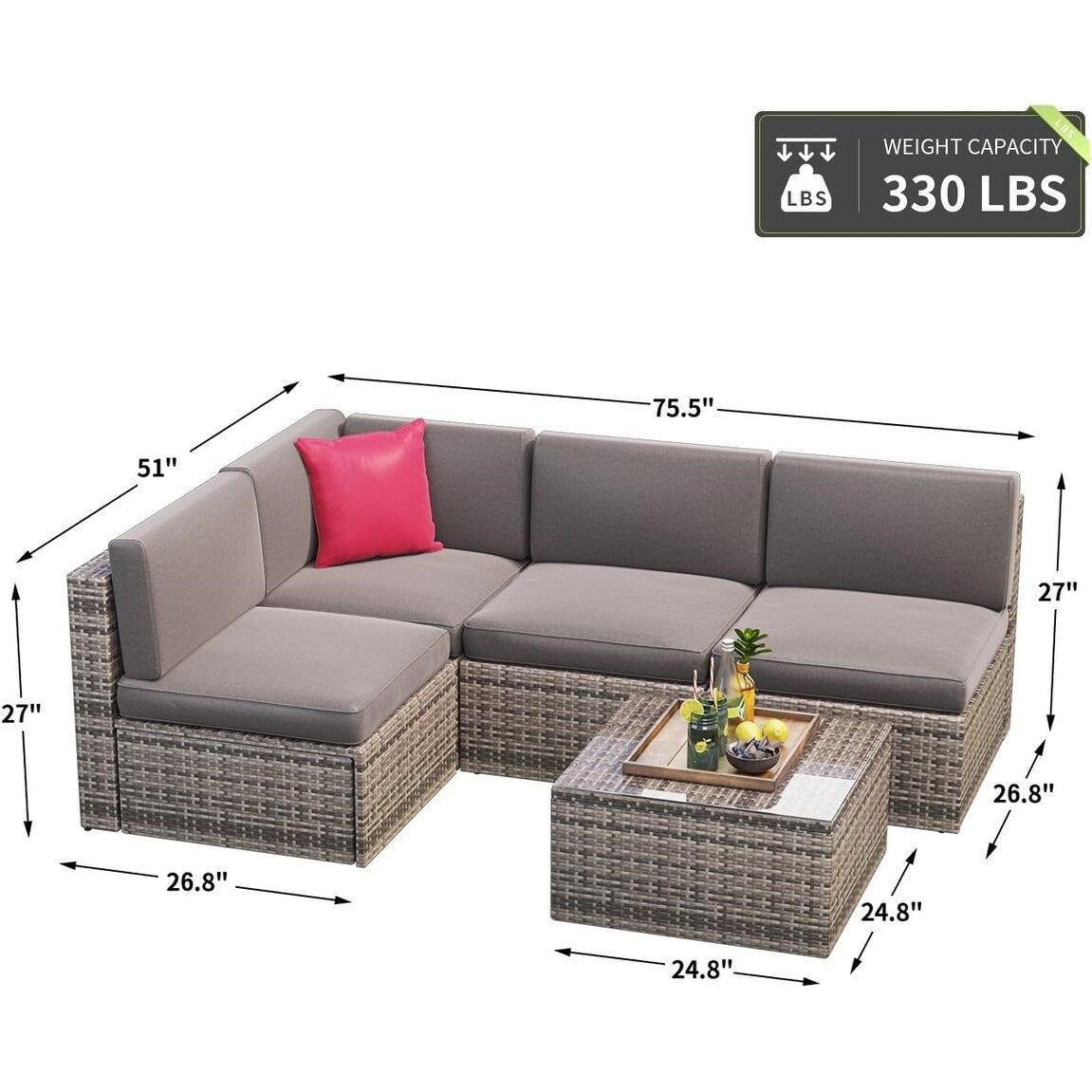 Set di mobili da giardino da 5 pezzi