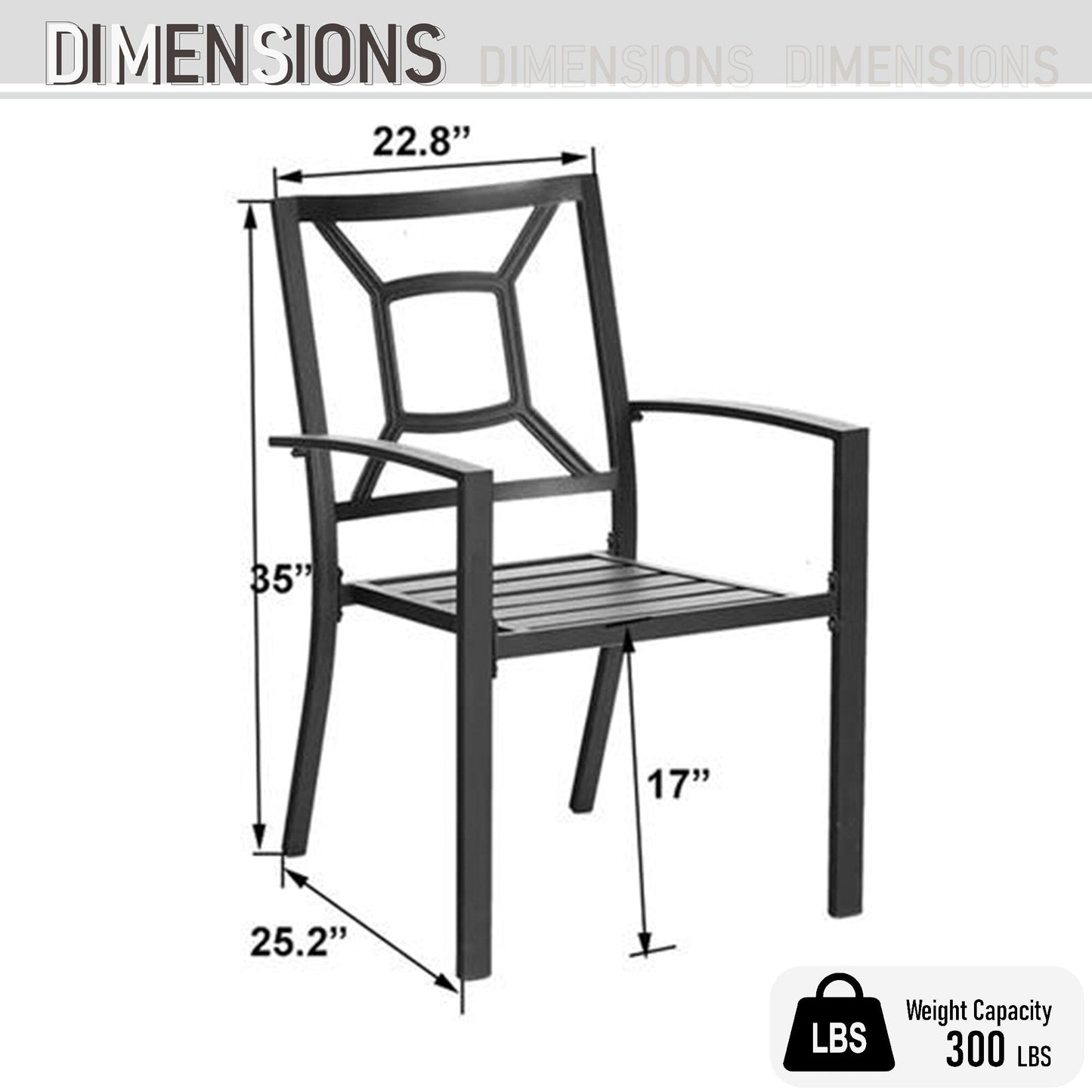 Set da pranzo per patio con rivestimento E da 5 pezzi e sedie impilabili