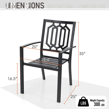 Set da pranzo per patio con rivestimento E da 5 pezzi e sedie impilabili