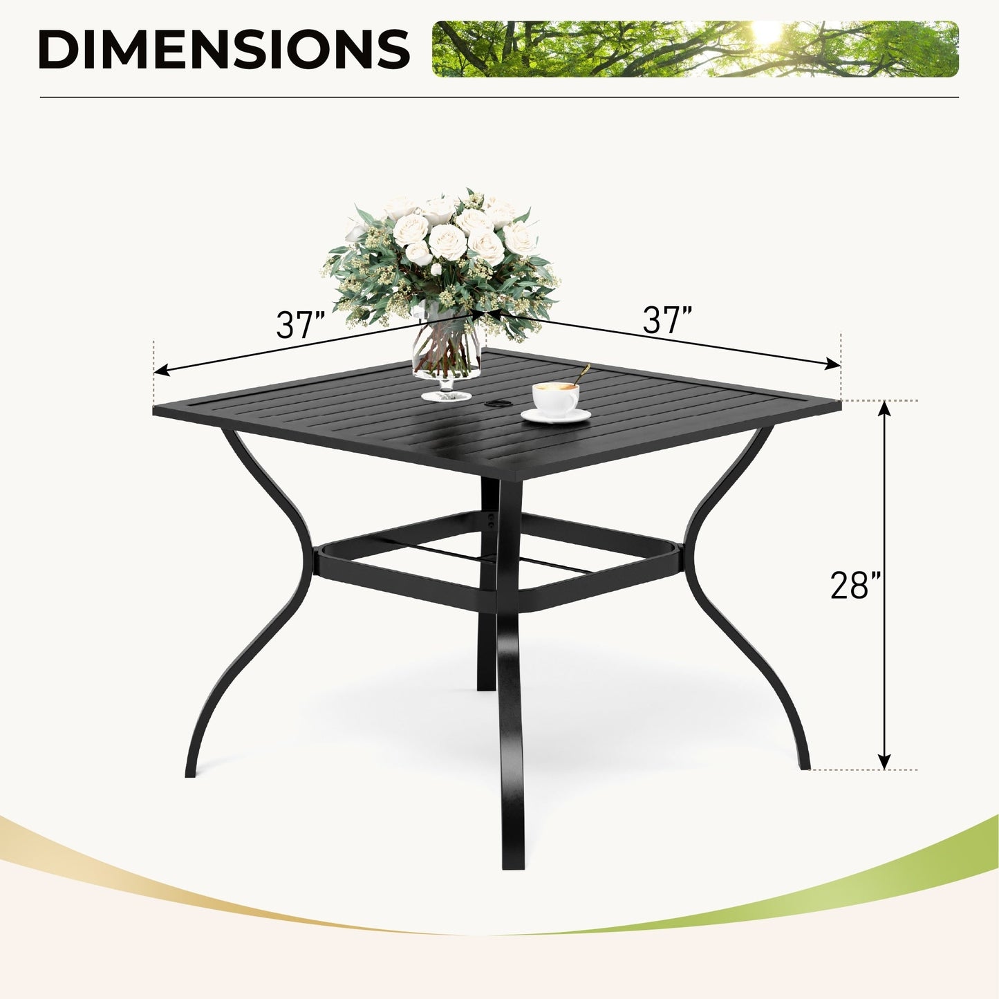 Set da pranzo per patio con rivestimento E da 5 pezzi e sedie impilabili