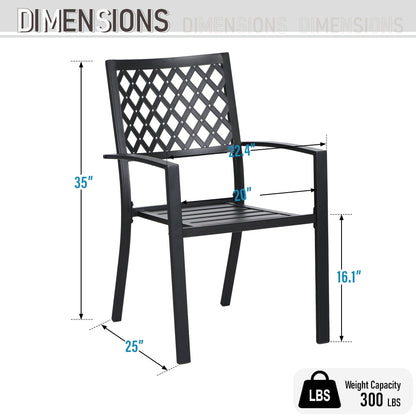 Set da pranzo per patio con rivestimento E da 5 pezzi e sedie impilabili