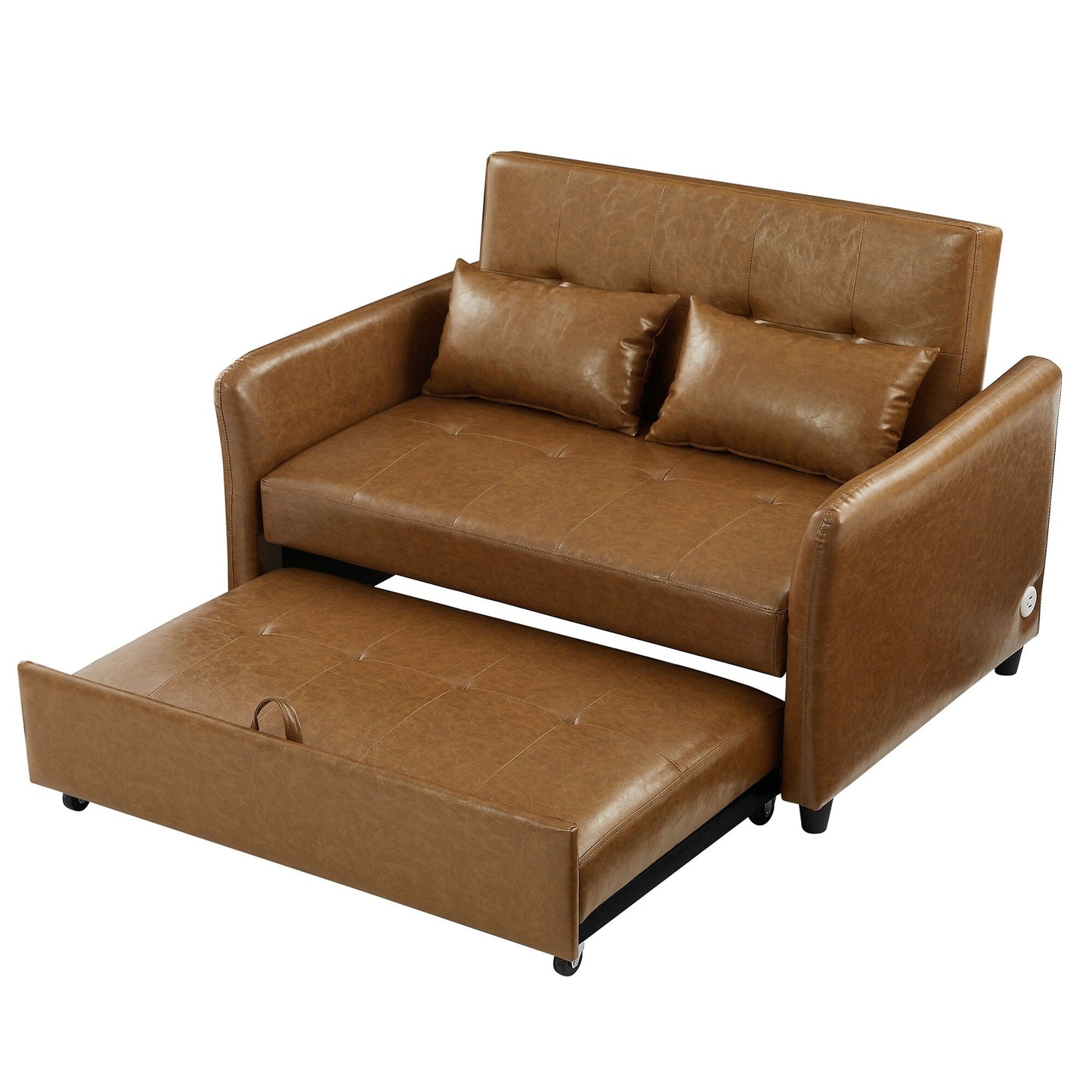 Divano letto trasformabile in PU da 51,57 pollici con 3 porte USB, capacità di carico di 400 libbre e meccanismo letto estraibile
