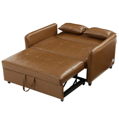 Divano letto trasformabile in PU da 51,57 pollici con 3 porte USB, capacità di carico di 400 libbre e meccanismo letto estraibile