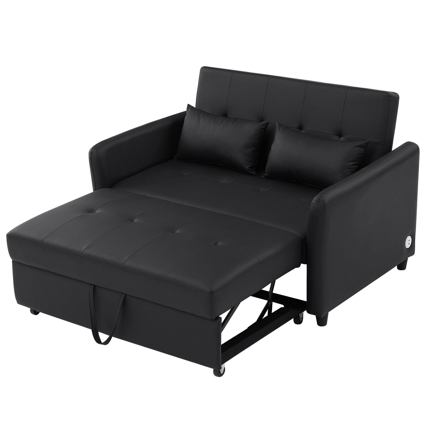 Divano letto trasformabile in PU da 51,57 pollici con 3 porte USB, capacità di carico di 400 libbre e meccanismo letto estraibile