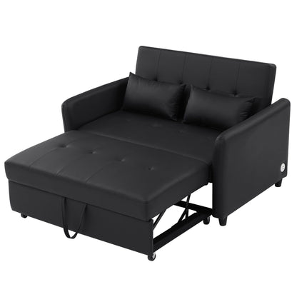 Divano letto trasformabile in PU da 51,57 pollici con 3 porte USB, capacità di carico di 400 libbre e meccanismo letto estraibile