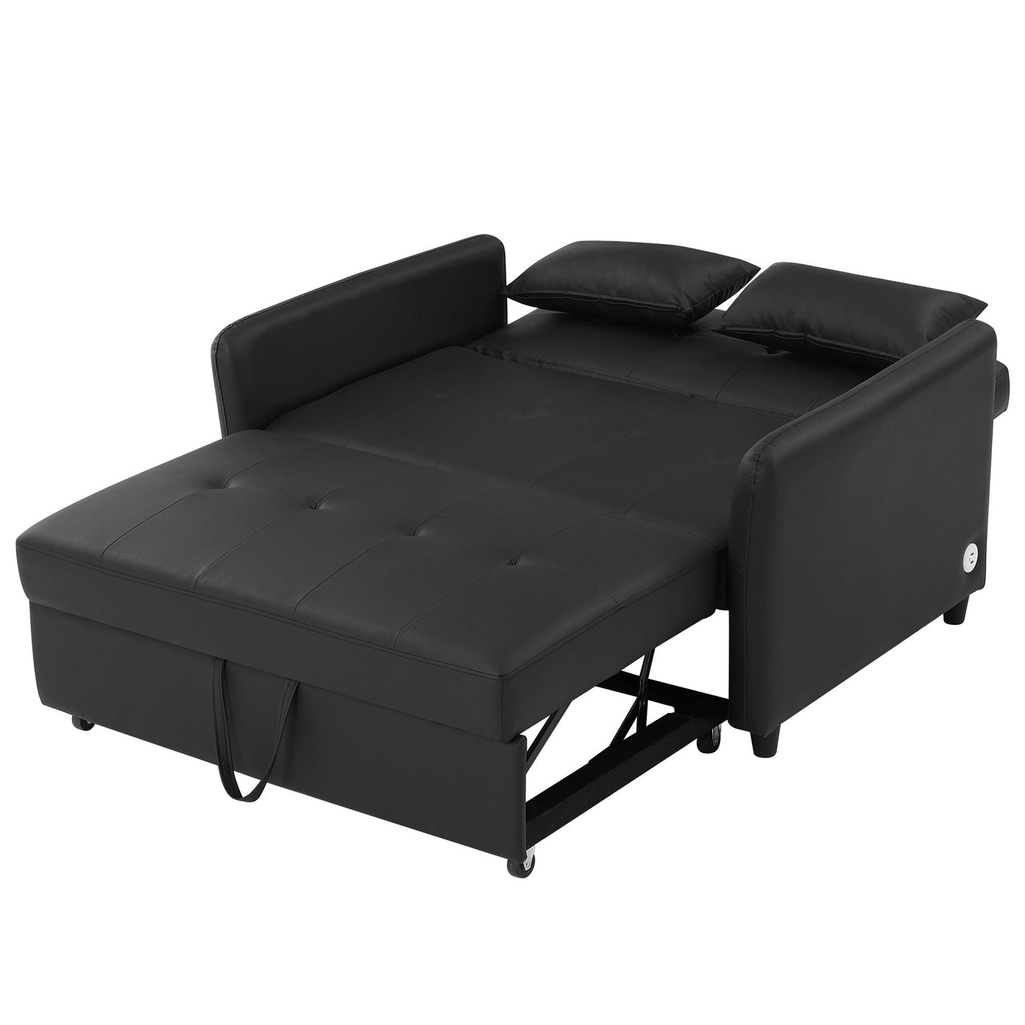 Divano letto trasformabile in PU da 51,57 pollici con 3 porte USB, capacità di carico di 400 libbre e meccanismo letto estraibile