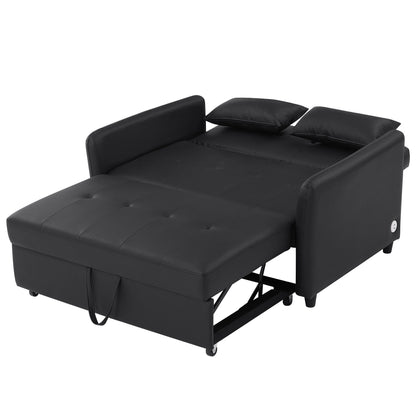 Divano letto trasformabile in PU da 51,57 pollici con 3 porte USB, capacità di carico di 400 libbre e meccanismo letto estraibile
