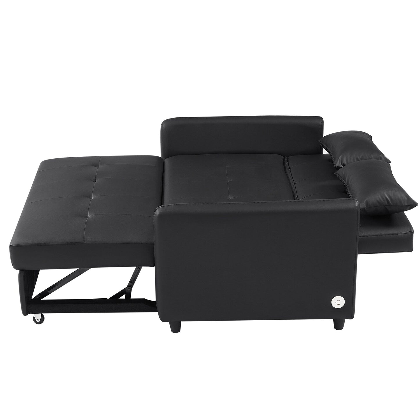 Divano letto trasformabile in PU da 51,57 pollici con 3 porte USB, capacità di carico di 400 libbre e meccanismo letto estraibile