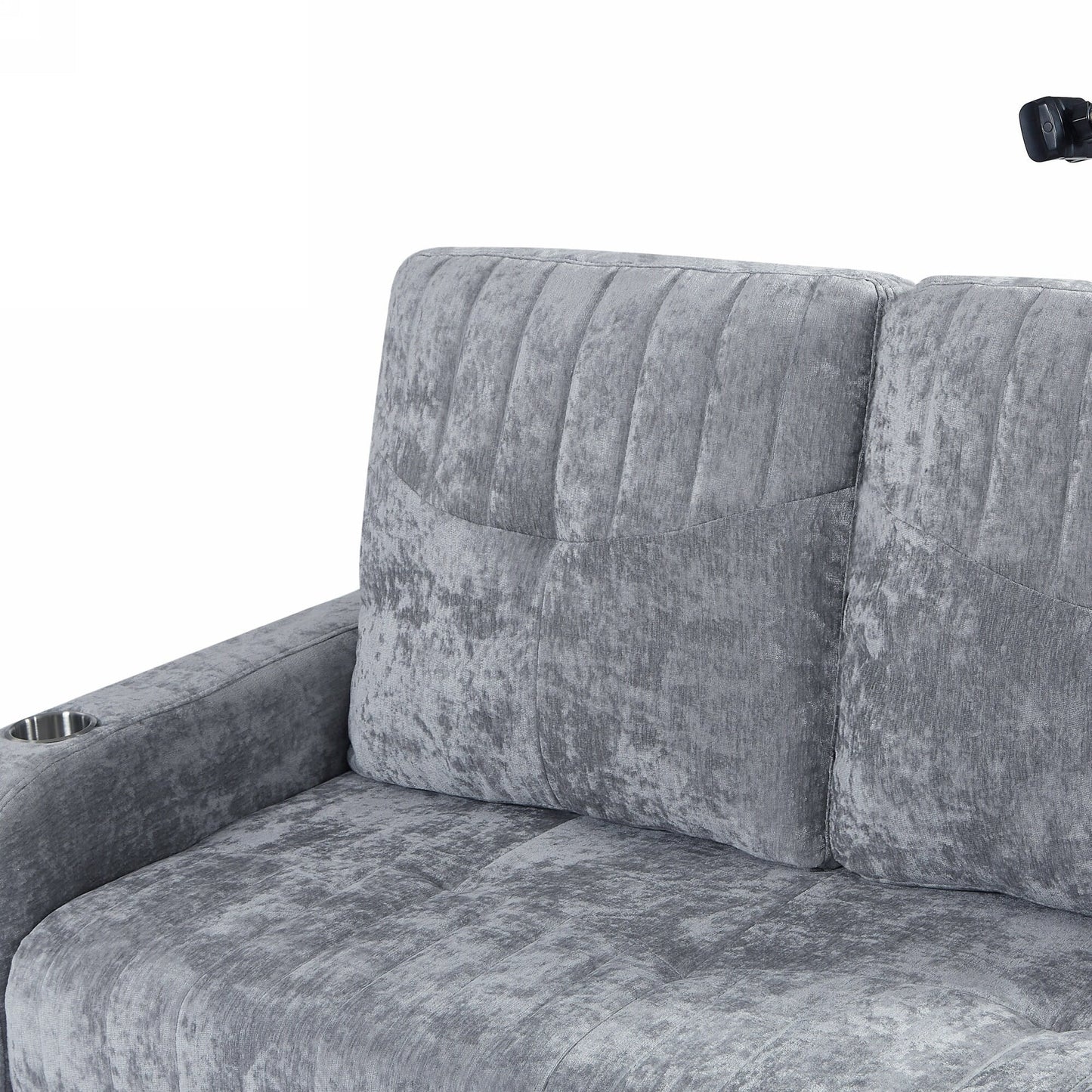 Divano a due posti convertibile in ciniglia da 53,9 pollici con letto estraibile, 3 porte USB e spazio di archiviazione intelligente