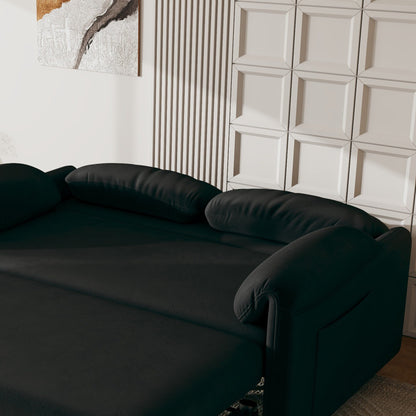 Divano letto in velluto da 54 pollici - Design multiuso con letto matrimoniale retrattile e braccioli portaoggetti