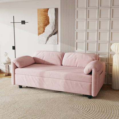 Divano letto in velluto da 54 pollici - Design multiuso con letto matrimoniale retrattile e braccioli portaoggetti