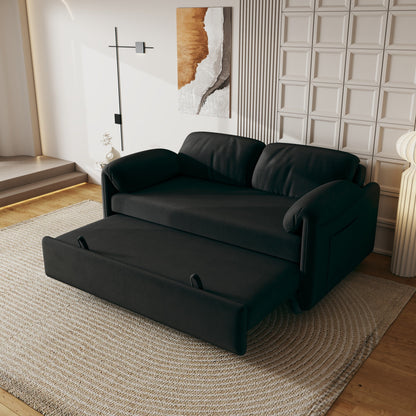 Divano letto in velluto da 54 pollici - Design multiuso con letto matrimoniale retrattile e braccioli portaoggetti