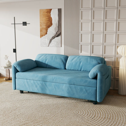 Divano letto in velluto da 54 pollici - Design multiuso con letto matrimoniale retrattile e braccioli portaoggetti