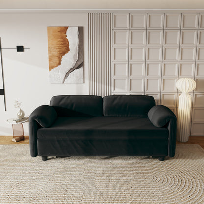 Divano letto in velluto da 54 pollici - Design multiuso con letto matrimoniale retrattile e braccioli portaoggetti