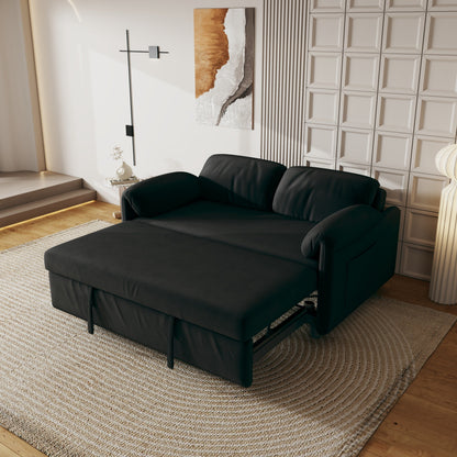 Divano letto in velluto da 54 pollici - Design multiuso con letto matrimoniale retrattile e braccioli portaoggetti
