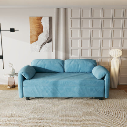 Divano letto in velluto da 54 pollici - Design multiuso con letto matrimoniale retrattile e braccioli portaoggetti