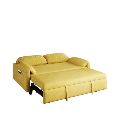 Divano letto in velluto da 54 pollici - Design multiuso con letto matrimoniale retrattile e braccioli portaoggetti