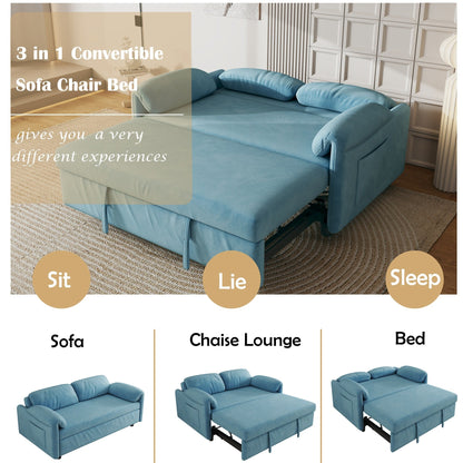 Divano letto in velluto da 54 pollici - Design multiuso con letto matrimoniale retrattile e braccioli portaoggetti