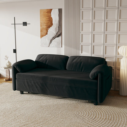 Divano letto in velluto da 54 pollici - Design multiuso con letto matrimoniale retrattile e braccioli portaoggetti