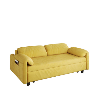 Divano letto in velluto da 54 pollici - Design multiuso con letto matrimoniale retrattile e braccioli portaoggetti