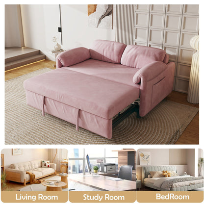 Divano letto in velluto da 54 pollici - Design multiuso con letto matrimoniale retrattile e braccioli portaoggetti