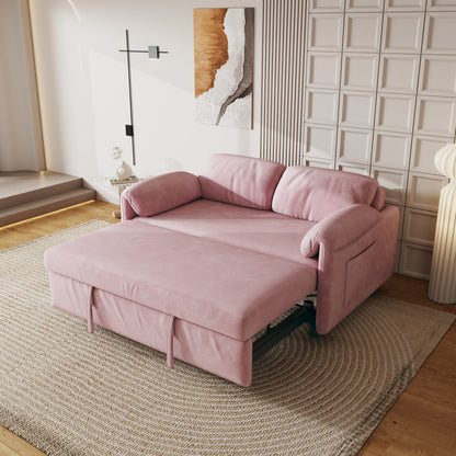 Divano letto in velluto da 54 pollici - Design multiuso con letto matrimoniale retrattile e braccioli portaoggetti