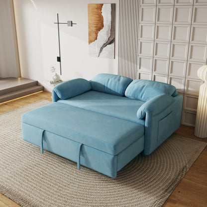 Divano letto in velluto da 54 pollici - Design multiuso con letto matrimoniale retrattile e braccioli portaoggetti