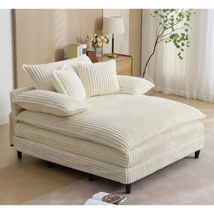 Poltrona chaise longue oversize da 54,75 W, divano letto imbottito e soffice con 2 cuscini
