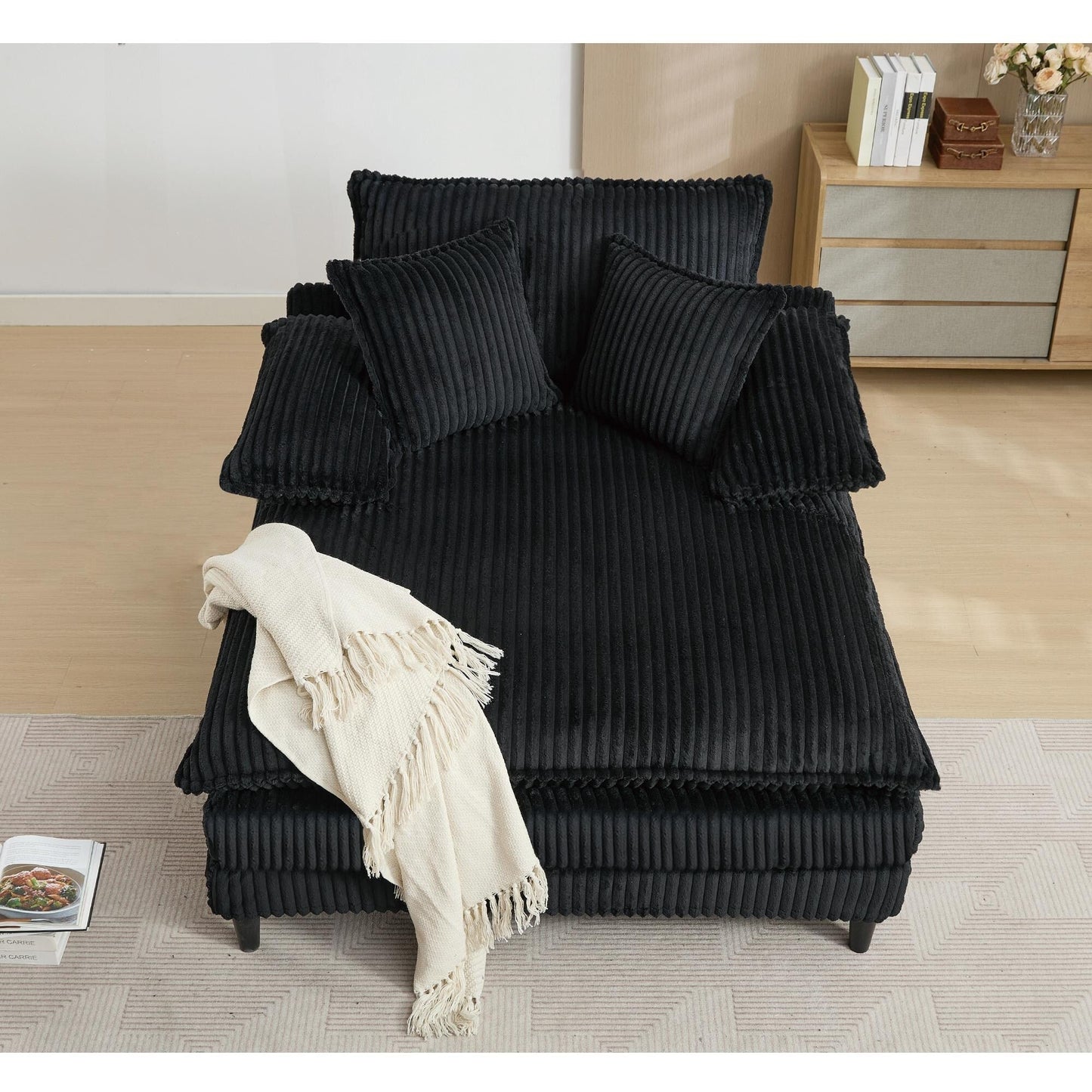 Poltrona chaise longue oversize da 54,75 W, divano letto imbottito e soffice con 2 cuscini