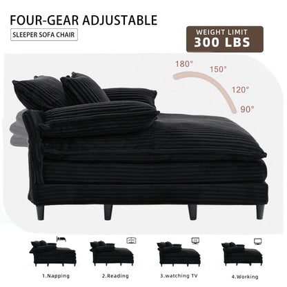 Poltrona chaise longue oversize da 54,75 W, divano letto imbottito e soffice con 2 cuscini