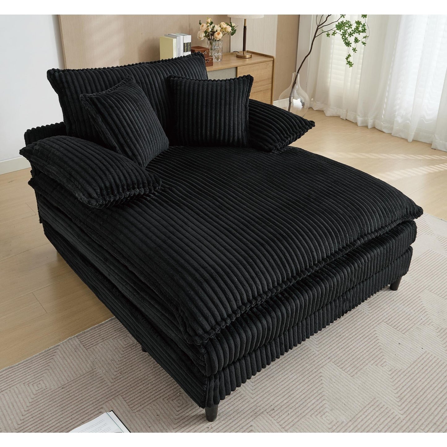 Poltrona chaise longue oversize da 54,75 W, divano letto imbottito e soffice con 2 cuscini