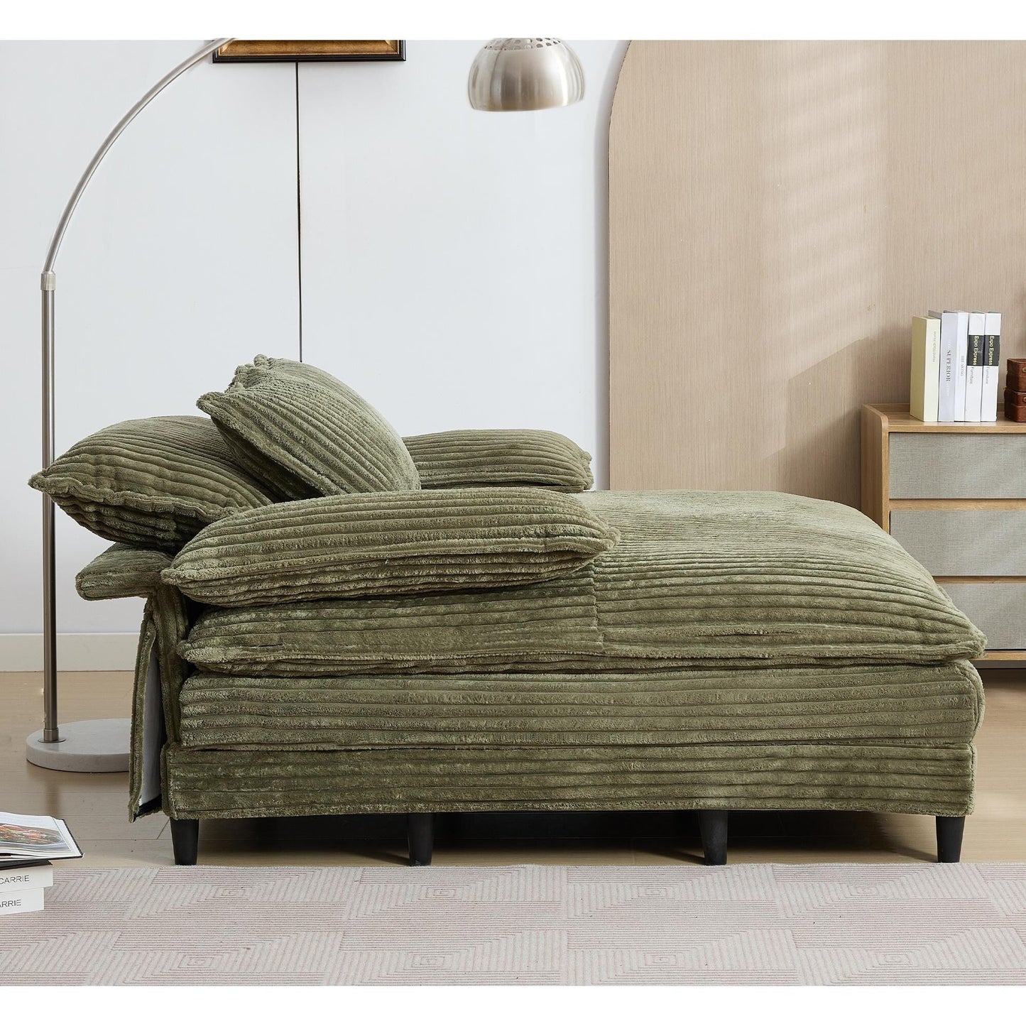 Poltrona chaise longue oversize da 54,75 W, divano letto imbottito e soffice con 2 cuscini