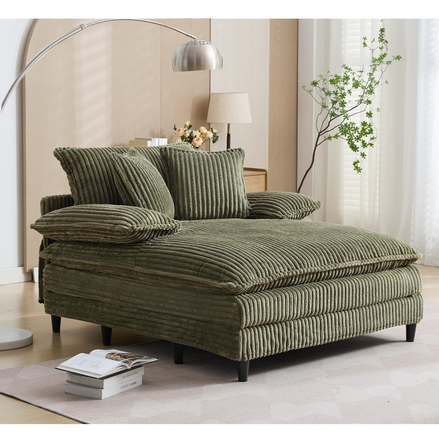 Poltrona chaise longue oversize da 54,75 W, divano letto imbottito e soffice con 2 cuscini