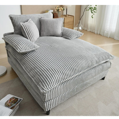 Poltrona chaise longue oversize da 54,75 W, divano letto imbottito e soffice con 2 cuscini